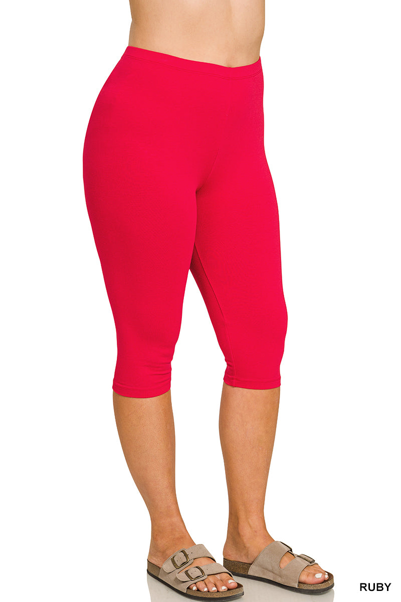 Plus premium cotton capri leggings Z