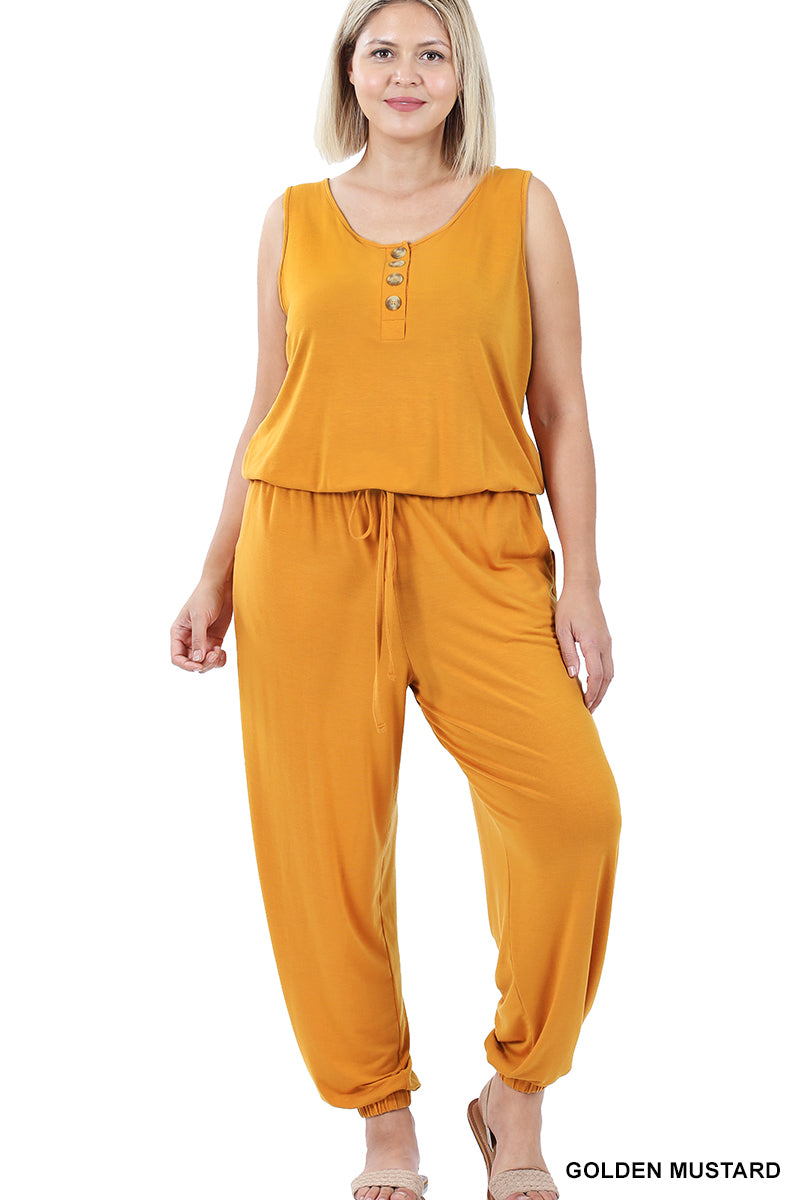 Sleeveless Jogger Jumpsuit Gold Plus