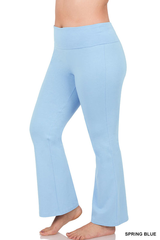 Plus Cotton Yoga Flare Pants Blue