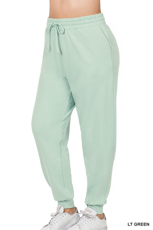 Plus french terry jogger pants with side pockets Lt Green