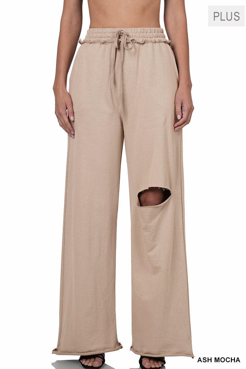 Terry Cut Jogger Pants Mocha Plus