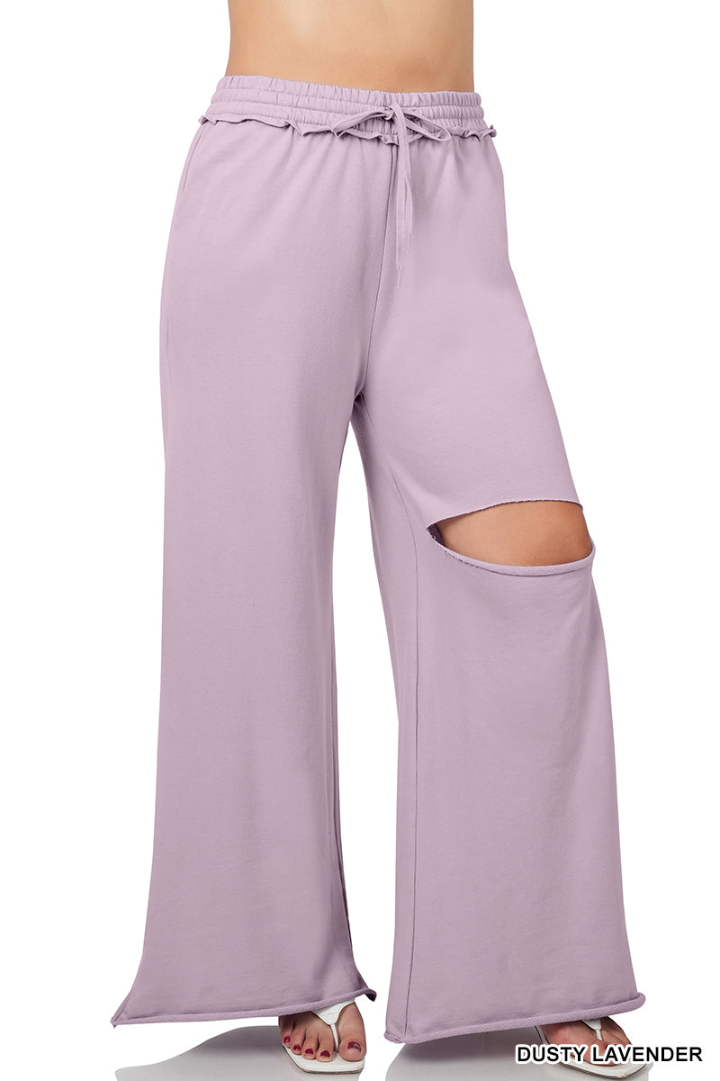 Terry Cut Jogger Pants Dusty Lavender Plus