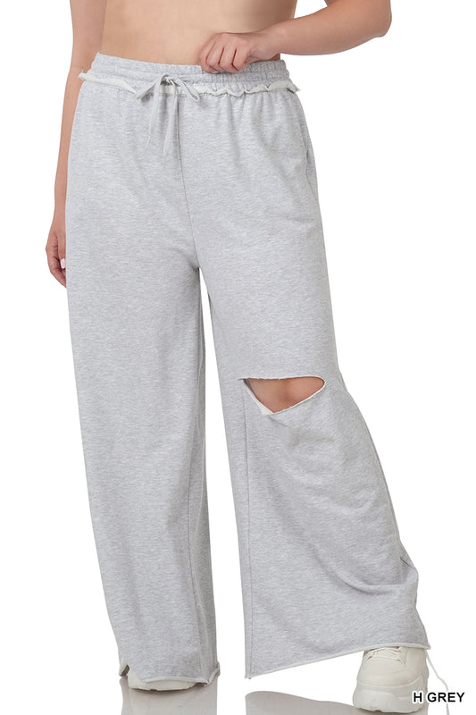 Terry Cut Jogger Pants Lt. Gray Plus