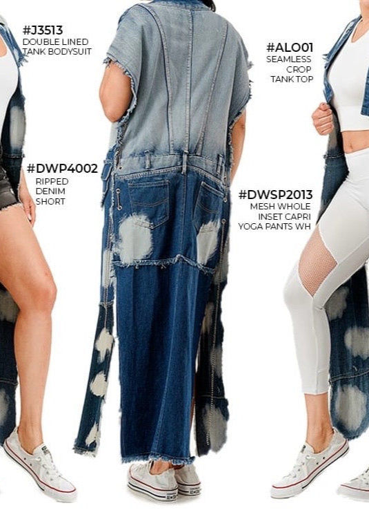 Patch Denim Sleeveless Jacket