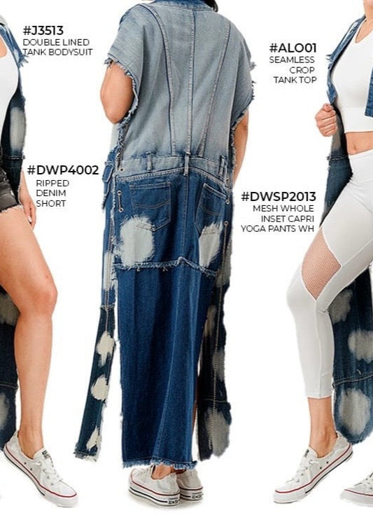 Patch Denim Sleeveless Jacket