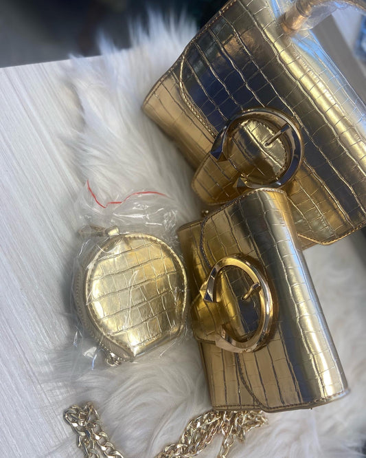 Gold 3 Piece Purse Set SALE