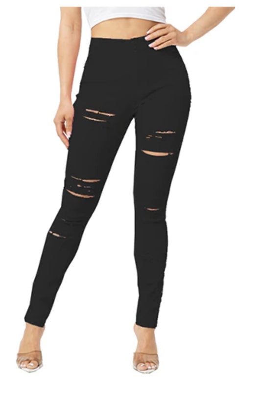 Colorful Stretch Pants (Black) Plus D