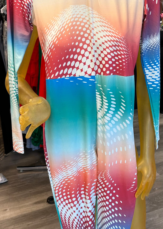 Long sleeve multi color jumpsuit shoe cover