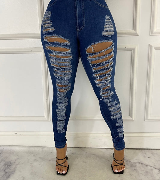 Destroyed Skinny Jeans Dark NA