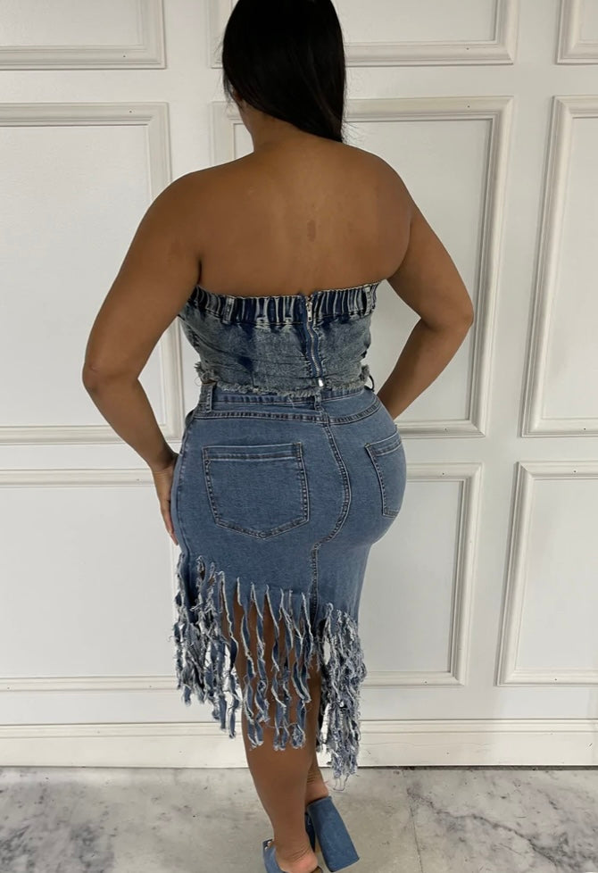 Denim Tube Top Plus NA