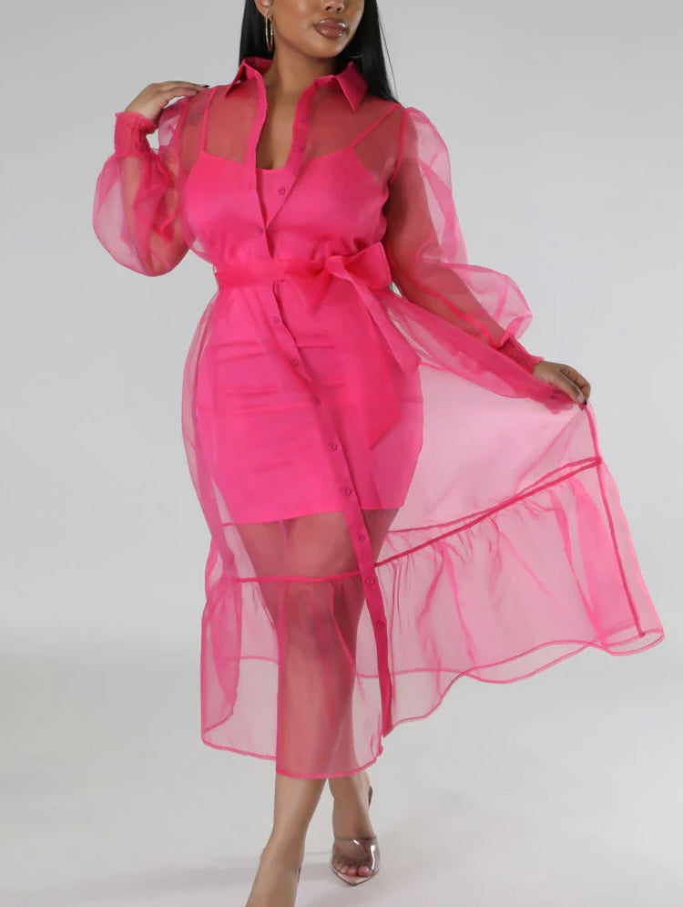 Shear Cover Dress Fuchsia