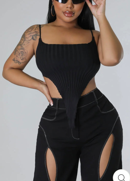 Ribbed Crop Top Black