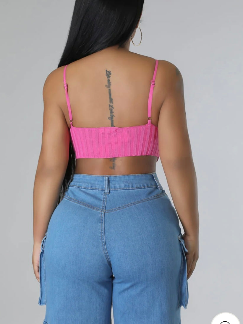 Ribbed Crop Top Pink