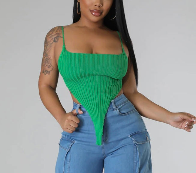 Ribbed Crop Top Green