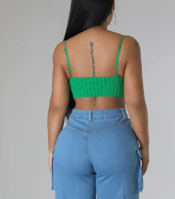 Ribbed Crop Top Green