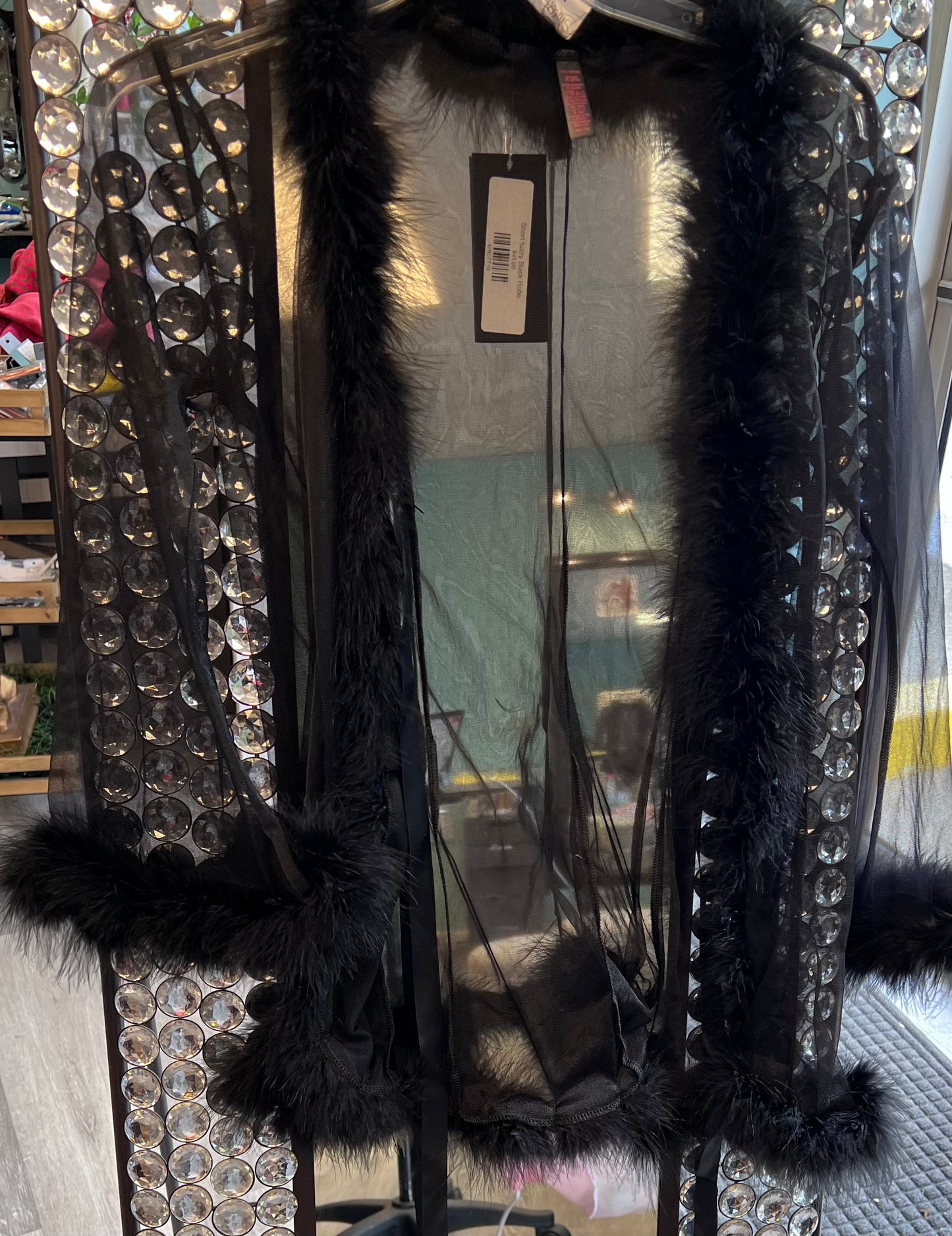 Short Fuzzy Black Robe