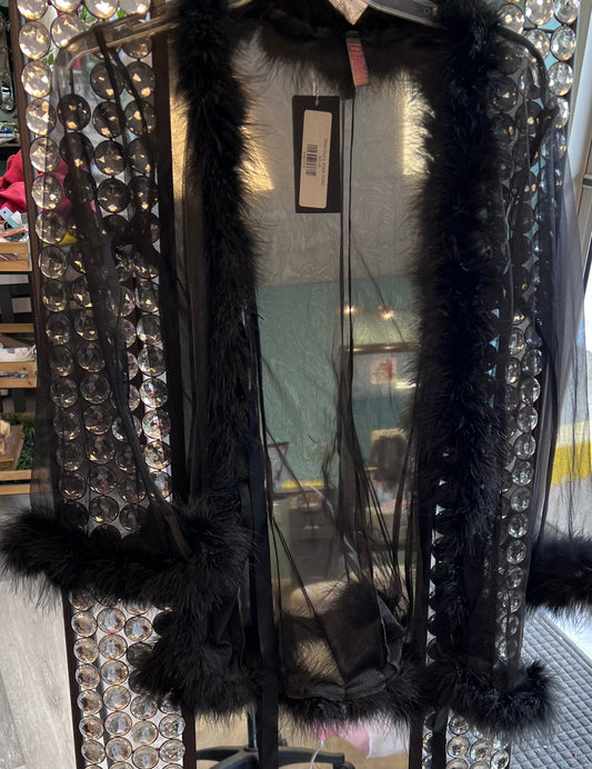 Short Fuzzy Black Robe